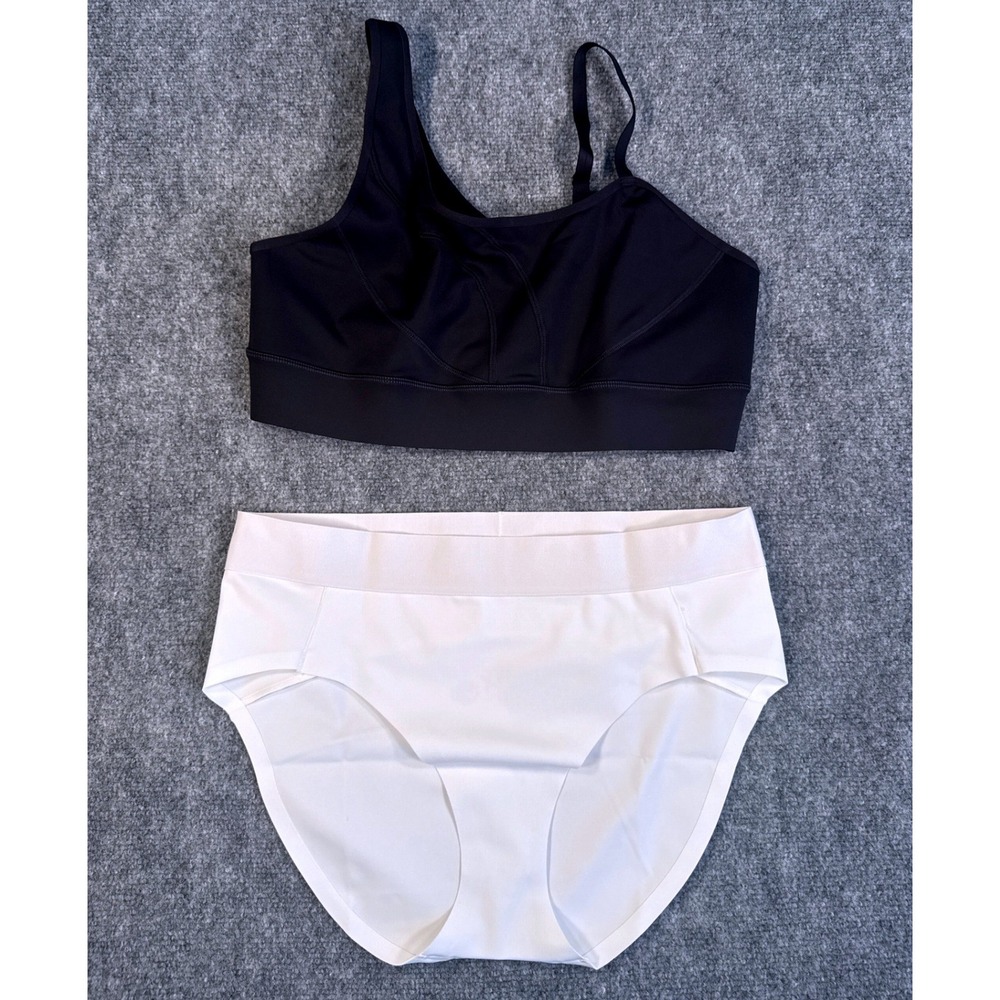 Phoenix XL Malibu Black Sports Bra & White XL Bikini Bottom Set NWT